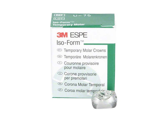 Iso-Form Kronen Molaren OK U-75 Verpackung mit Zahnkrone im Vordergrund.