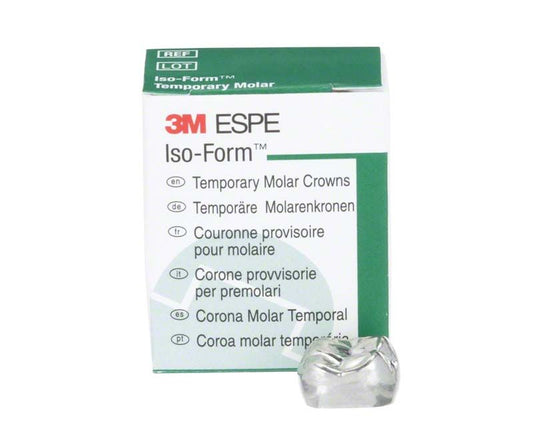 Verpackung der Iso-Form Kronen Molaren OK U-76 mit temporärer Zahnkrone.