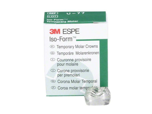 Kartonverpackung mit Iso-Form Kronen für Molaren, inklusive einer Krone.