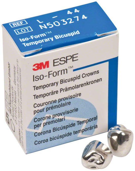 Verpackung und zwei Kronen von Iso-Form Kronen Prämolaren UK L-44.