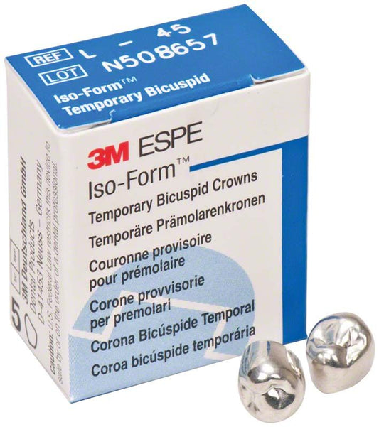 Iso-Form Kronen für Prämolaren UK, Verpackung mit zwei Kronen.