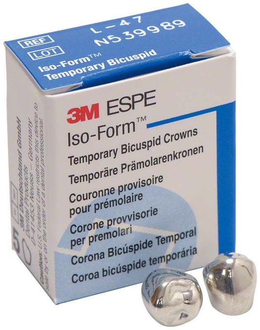 Verpackung und zwei Iso-Form Kronen für Prämolaren UK L-47.