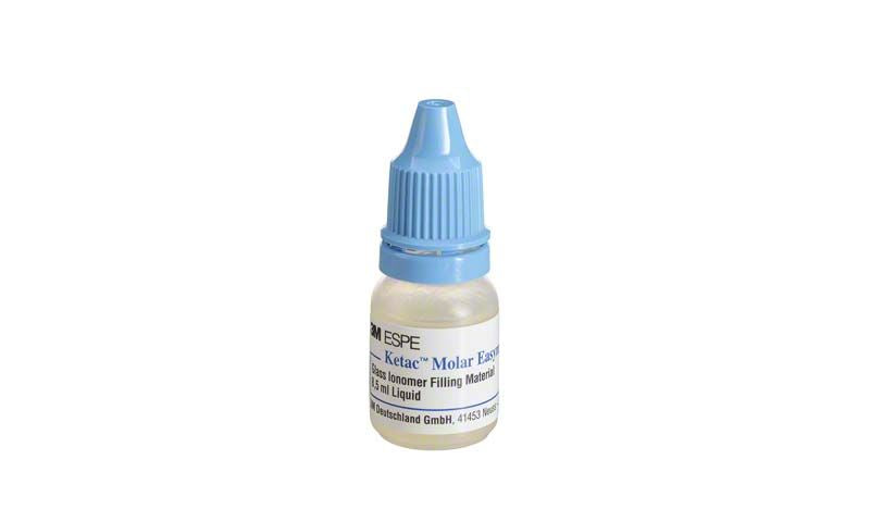 Ketac molar Easymix Flüssigkeit in blauer Tropfflasche.
