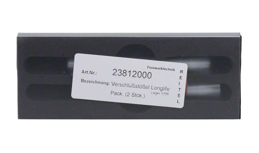 Verschlussstößel Longlife Set in schwarzer Verpackung mit Etikett.