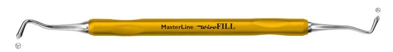 MasterLine Wiro-FILL Komposit-Instrument mit gelbem Griff und zwei Modellierspitzen.