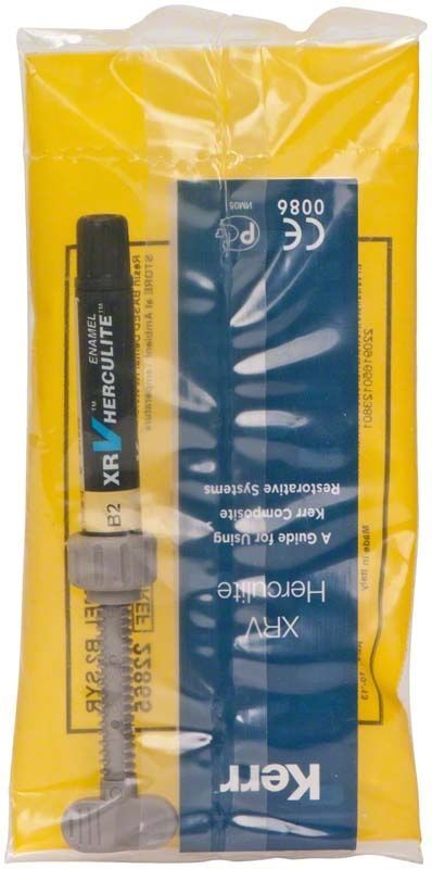 Herculite XRV Enamel Spritze B2 in transparenter Verpackung.