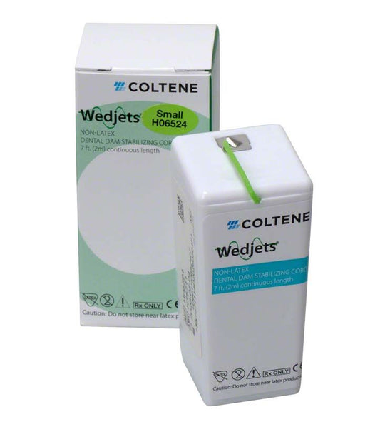 Hygenic Wedjets Befestigungsschnur grün, auf Verpackung von Coltene abgebildet.
