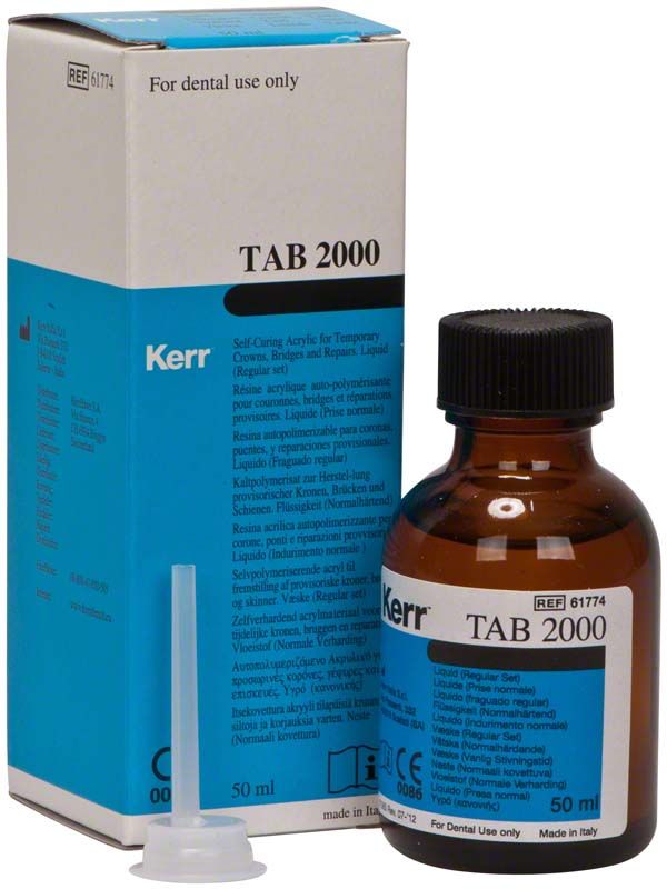 TAB 2000 Flüssigkeit mit Verpackung, ideal für provisorische Kronen und Brücken.