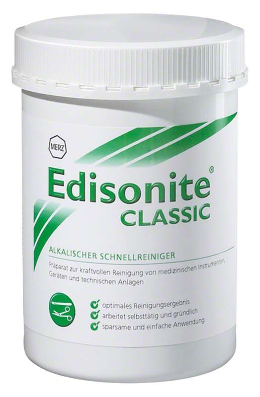 Alkalischer Schnellreiniger Edisonite® Classic 1 kg in weißem Behälter.