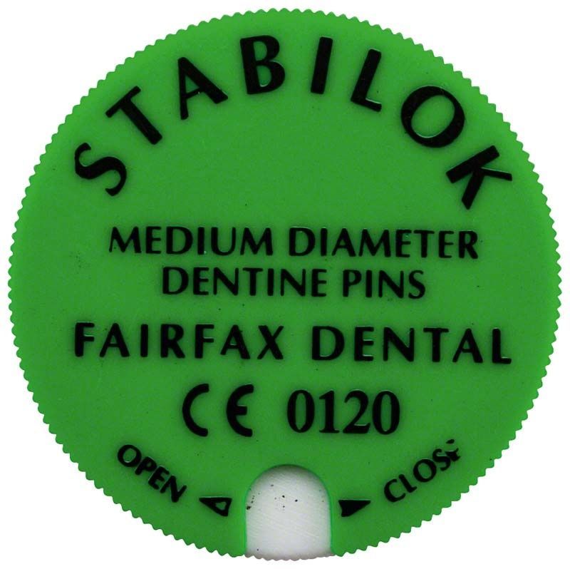 Stabilok Stifte Edelstahl grün mit mittlerem Durchmesser von Fairfax Dental.