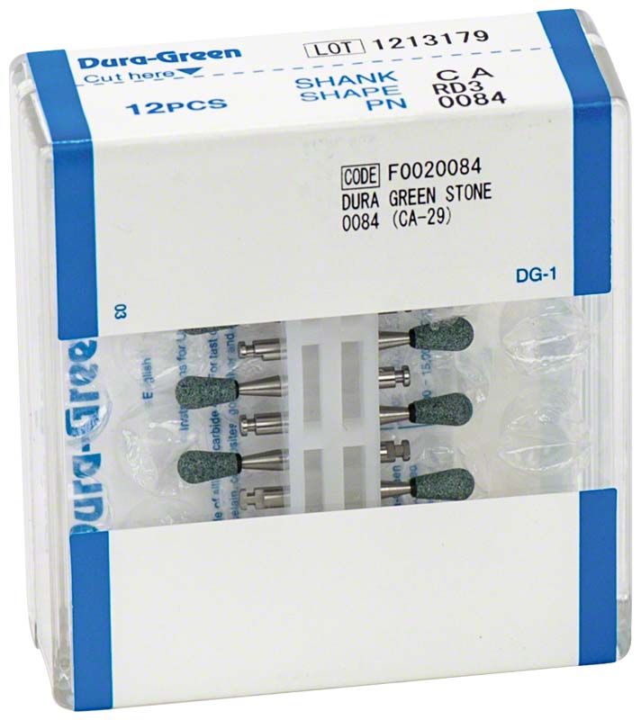 Dura-Green® RA RD3 Schleifsteine in Kunststoffverpackung mit 12 Stück.