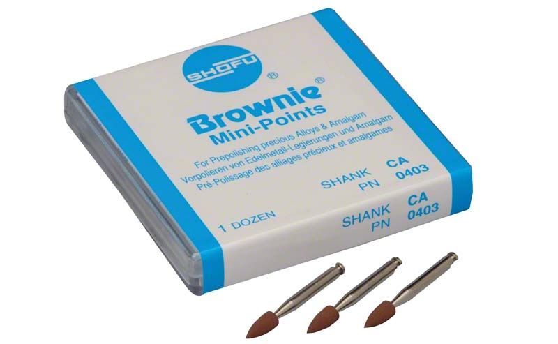 Brauner Silikonpolierer für Edelmetalle und Amalgam in Dentaltechnik.