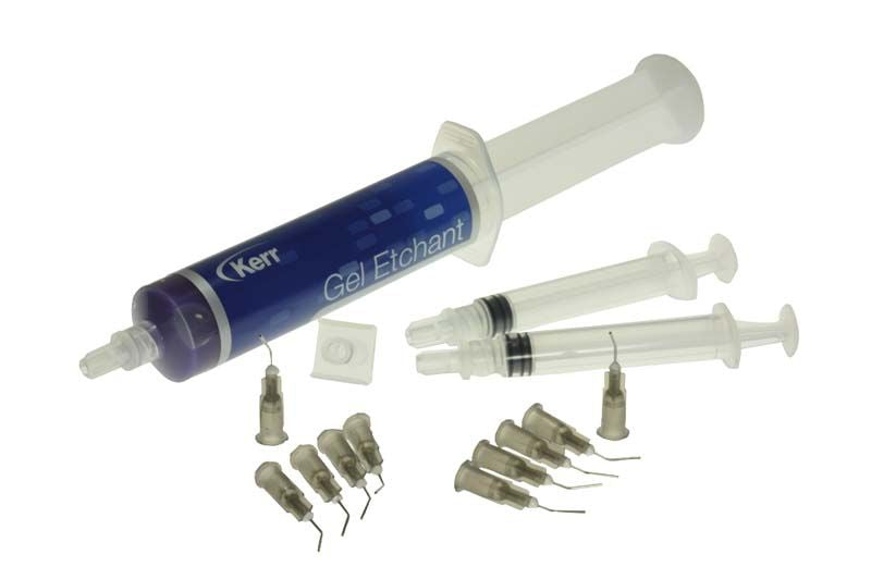 Gel Etchant Economy Pack mit purpurnem Ätzgel und Zubehör für Zahnarztpraxis.