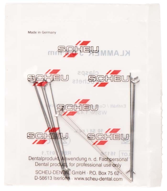 J-Klammer Ø 0,8mm, Edelstahl, 10 Stück, in durchsichtiger Verpackung.