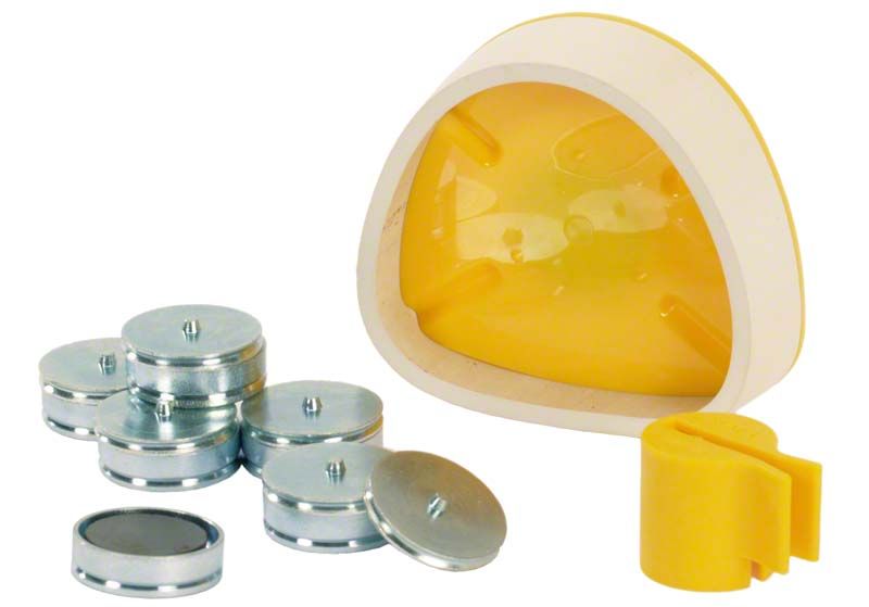 Magnet-Splitcastformer Kit klein in Gelb mit Magneten und Zubehör.