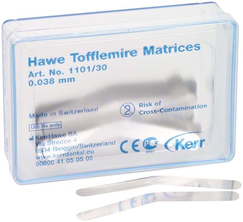 Packung Hawe Tofflemire Matrizen 1101/30, 0,038 mm dünn.