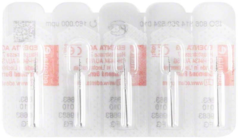 Blisterverpackung mit Diamant FG 863 010 Dentalbohrern.