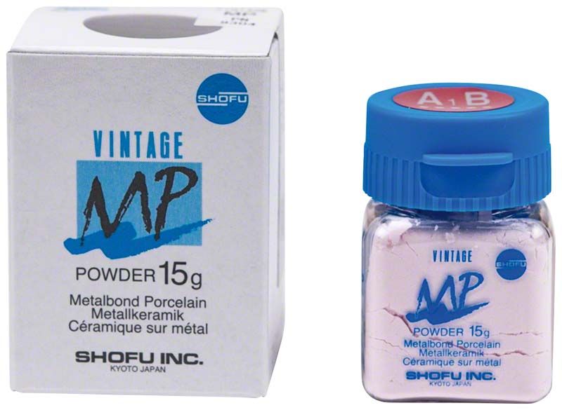Vintage MP Dentin 15g A1B Pulververpackung mit blauer Verschlusskappe.