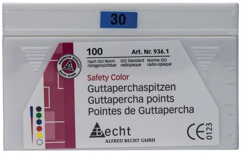 Guttaperchaspitzen Safety Color Gr. 030 blau in Originalverpackung.