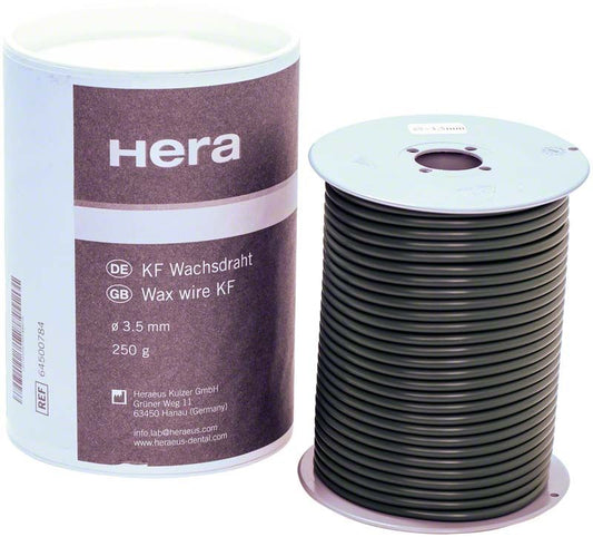 KF-Wachsdraht Ø 3,5mm auf Spule neben Verpackung.