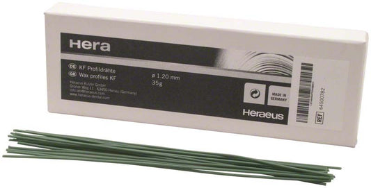 KF-Wachsprofildrähte Ø 1,2mm in Verpackung mit Heraeus-Logo.
