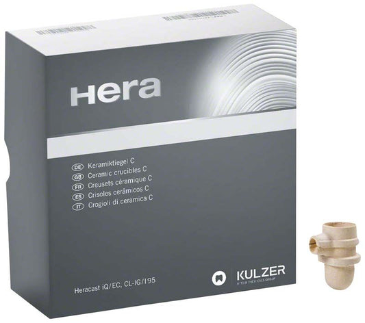Keramiktiegel f. CL-IG/I95 von Kulzer neben Verpackung.