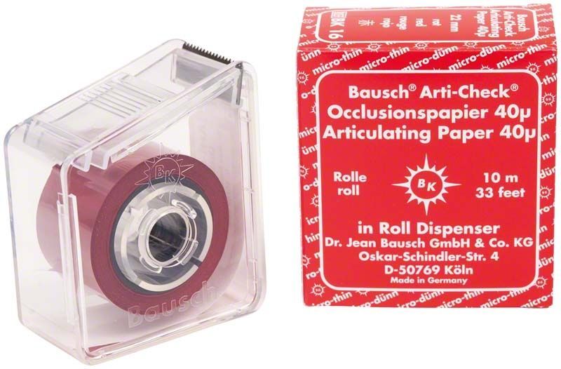 Arti-Check® Occlusionspapier 40µ Spender, rot, mit Verpackung.