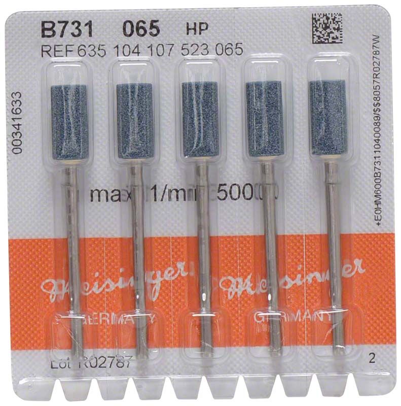 Mittelgroße blaue Schleifkörper B731 065 im 5er-Pack auf Blisterkarte.