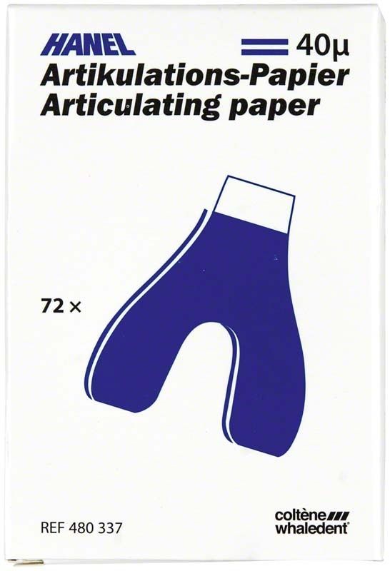 HANEL Artikulationspapier U-förmig 40µ in blauer Verpackung.