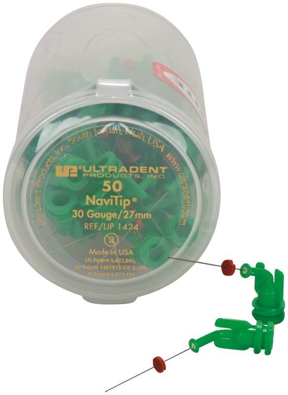 Navi Tips™ 30ga 27mm grün, 50er Packung mit Kunststoffkanülen.