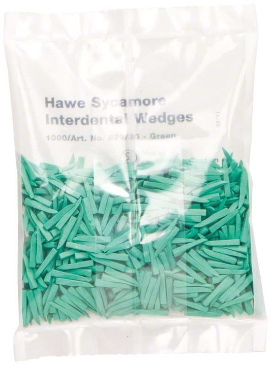 Interdentalkeile 1000er grün in transparenter Verpackung.