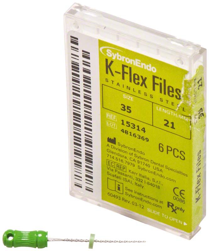 K-Flex Feilen 21mm ISO 035 grün mit Verpackung und Einzelansicht.