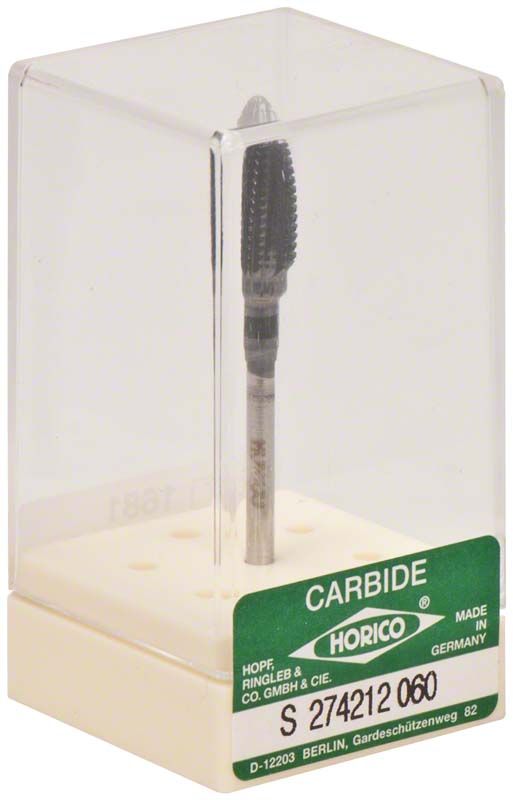 Hartmetallfräse schwarz beschichtet in transparenter Verpackung mit Etikett.