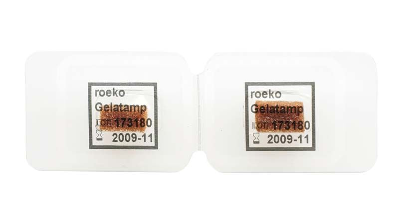 ROEKO Gelatamp Tampons in transparenter Blisterverpackung mit Produktinformationen.