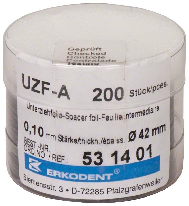Unterziehfolie UZF-A 0,1mm, 200 Stück, in transparenter Verpackung.