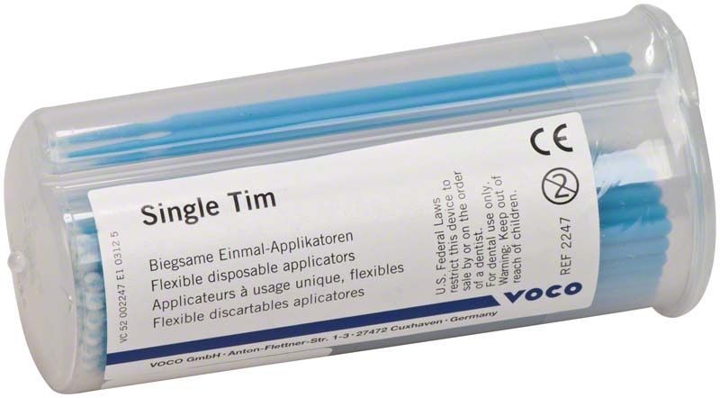 Biegsame Einmal-Applikatoren Single Tim in transparenter Verpackung.