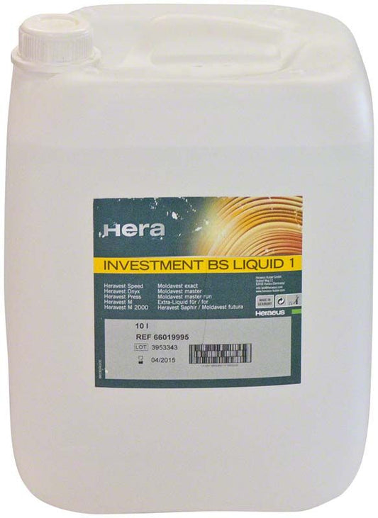 Kunststoffkanister mit Aufschrift "Investment BS Liquid 1" von Heraeus.