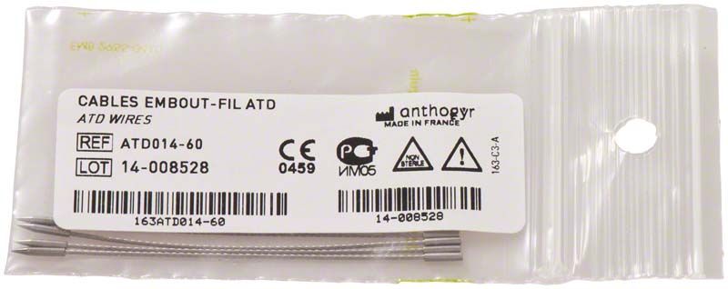 Drahtschlingeneinsatz Länge 60mm in Verpackung mit Produktaufkleber.