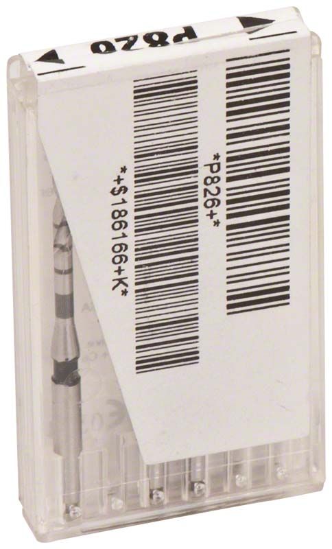 ParaPost® Taper Lux Bohrer Gr. 6 in Kunststoffverpackung mit Barcode.