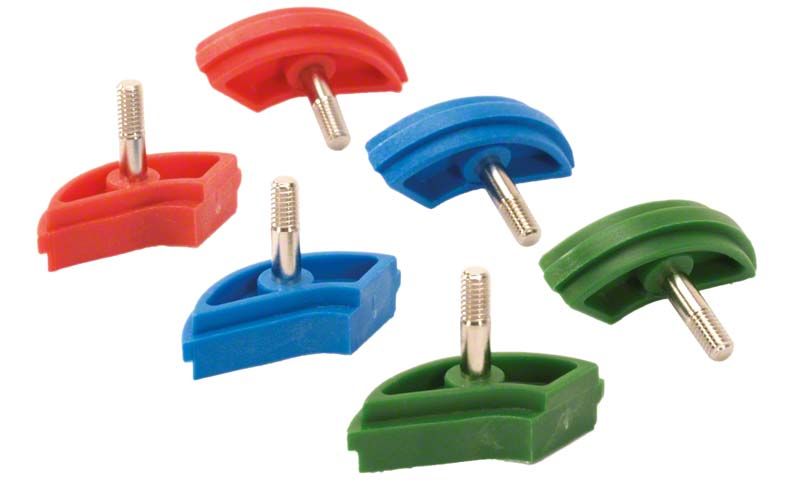 Rotes, blaues und grünes Bennett-Führungen Sortiment I auf weißem Hintergrund.