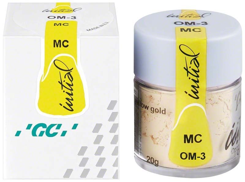 GC Initial MC Powder Opaque Modifier 20g Verpackung und Dose, OM-3 Markierung.