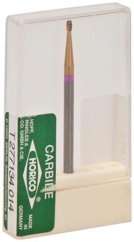 Hartmetallfräser mit Titannitrid-Beschichtung in transparenter Verpackung.