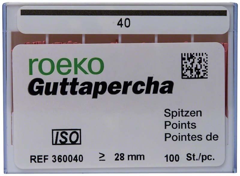 ROEKO Guttapercha-Spitzen rosa ISO Gr. 040 in Schiebeschachtel.