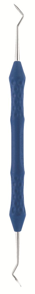 Zahnärztlicher Scaler McCall 13S/14S mit blauem ergonomischem Griff.