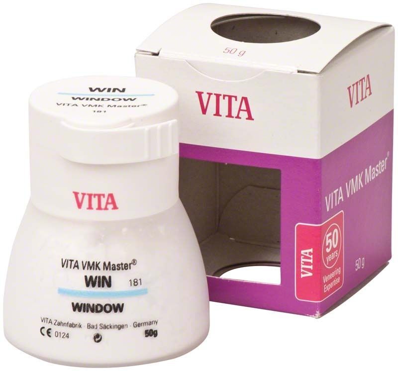 VITA VMK Master Window Keramikglasur 50g neben geöffneter Verpackung.