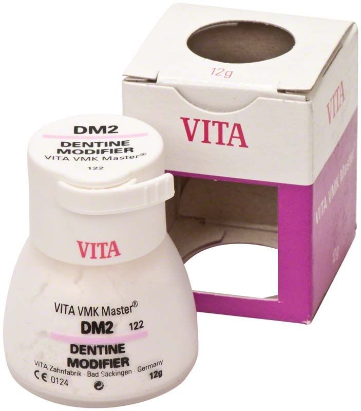 VMK Master Dentin Modifier DM2 in weißer Verpackung mit violettem Akzent.