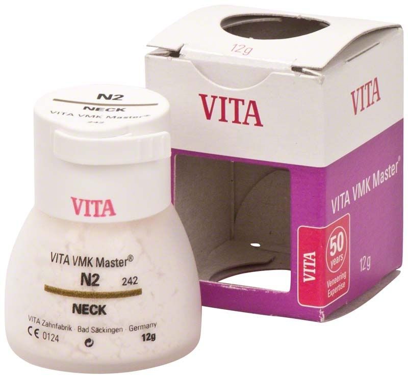 VITA VMK Master N2 Keramikpulver mit Verpackung im Hintergrund