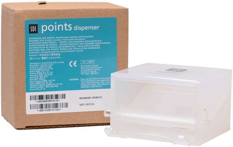 Transparenter Points Dispenser mit Verpackung aus Pappe.