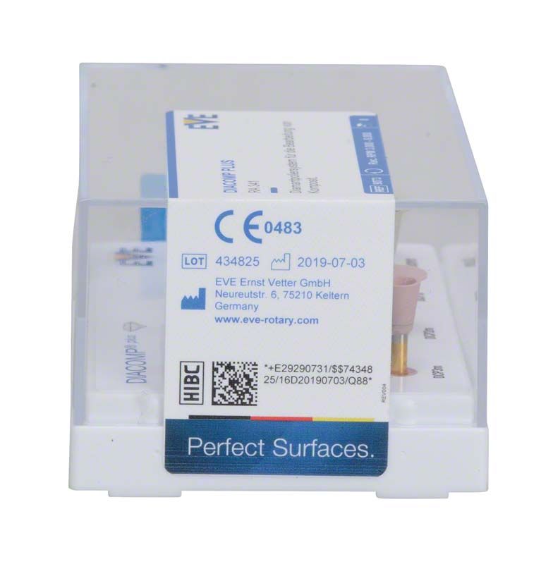 EVE DIACOMP® plus Set RA 341 in transparenter Box mit Etikett und CE-Kennzeichnung.