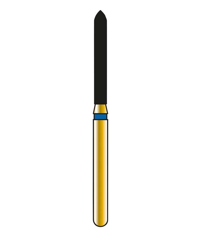 Diatech Diamant Schleifinstrument mit goldfarbenem Griff und schwarzer Spitze.